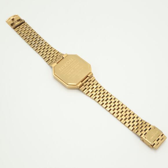 Nixon Re Run Gold Tone Stainless Steel 38mm Digital Watch Chrono w New Battery - Picture 14 of 15